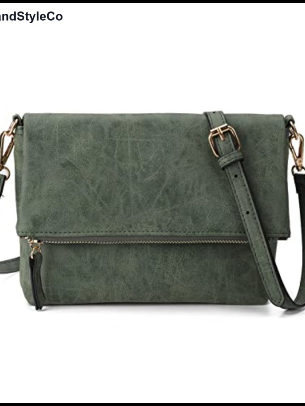 Vegan PU Leather Crossbody Bag for Women, Adjustable Strap, Detachable Wristlet